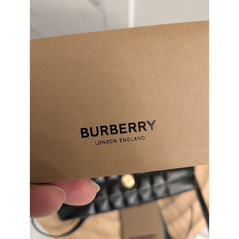 NWOT $1550 Burberry Lola Mini Quilted Leather Crossbody Bag Gold Logo Black Read - Picture 10 of 16